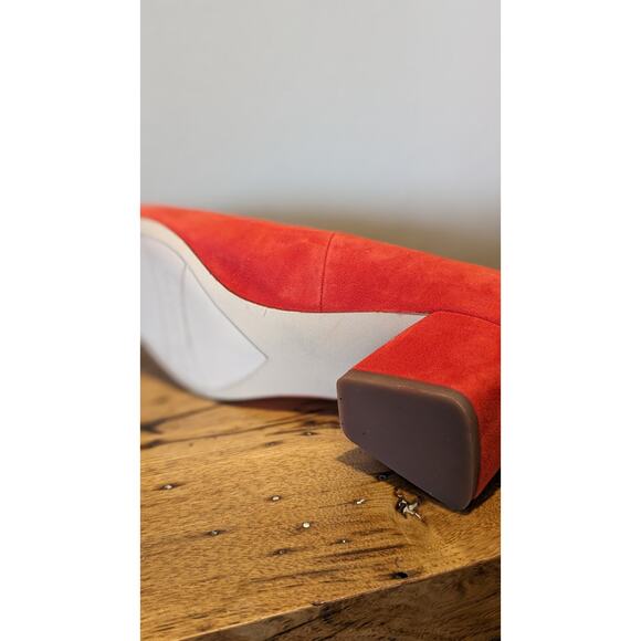 Franco Sarto Red Suede Leather Pump 2.25" Heel Womens Sz 8.5 - Picture 7 of 12